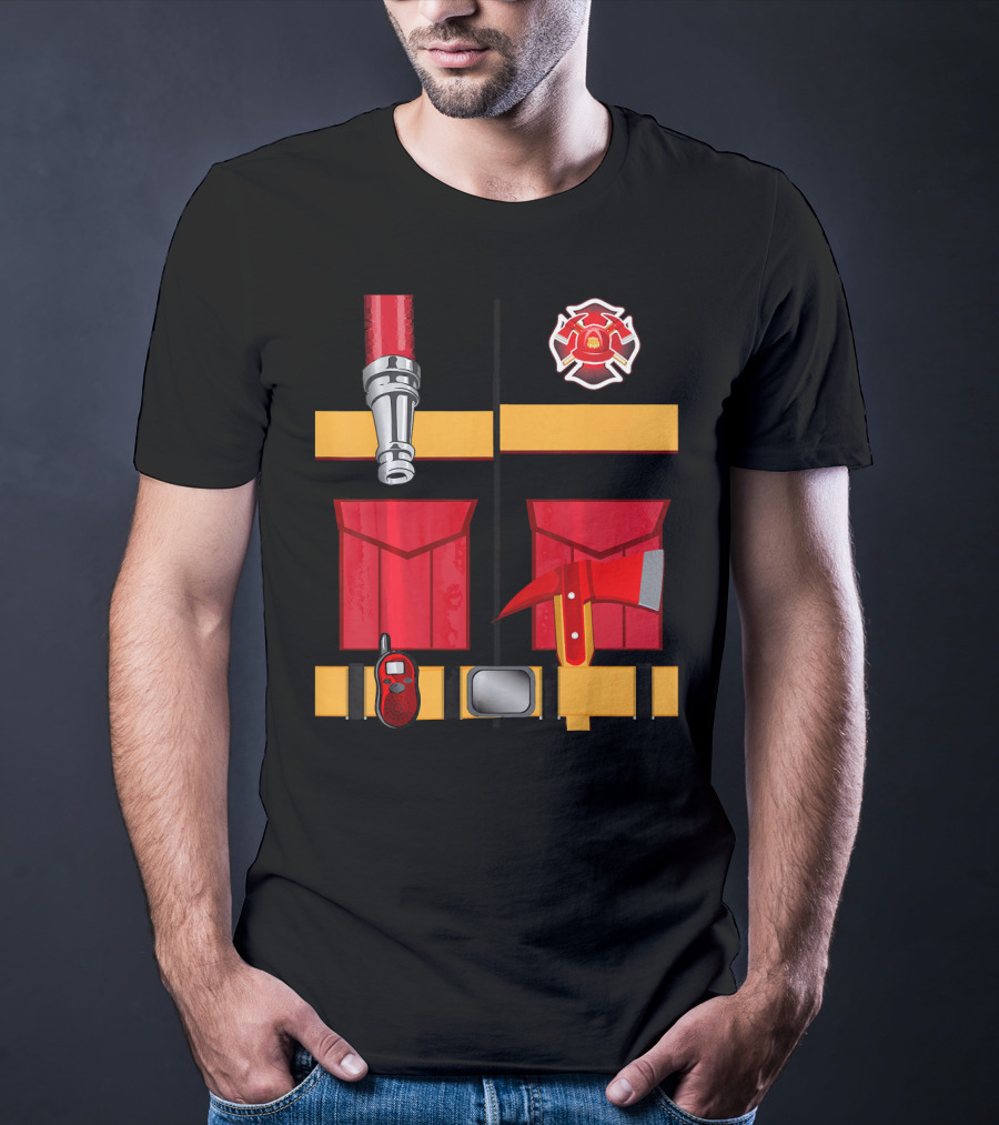 Firefighter Tools Axe Hose Crest Radio Uniform T-Shirt