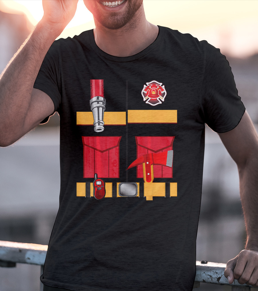 Firefighter Tools Axe Hose Crest Radio Uniform T-Shirt