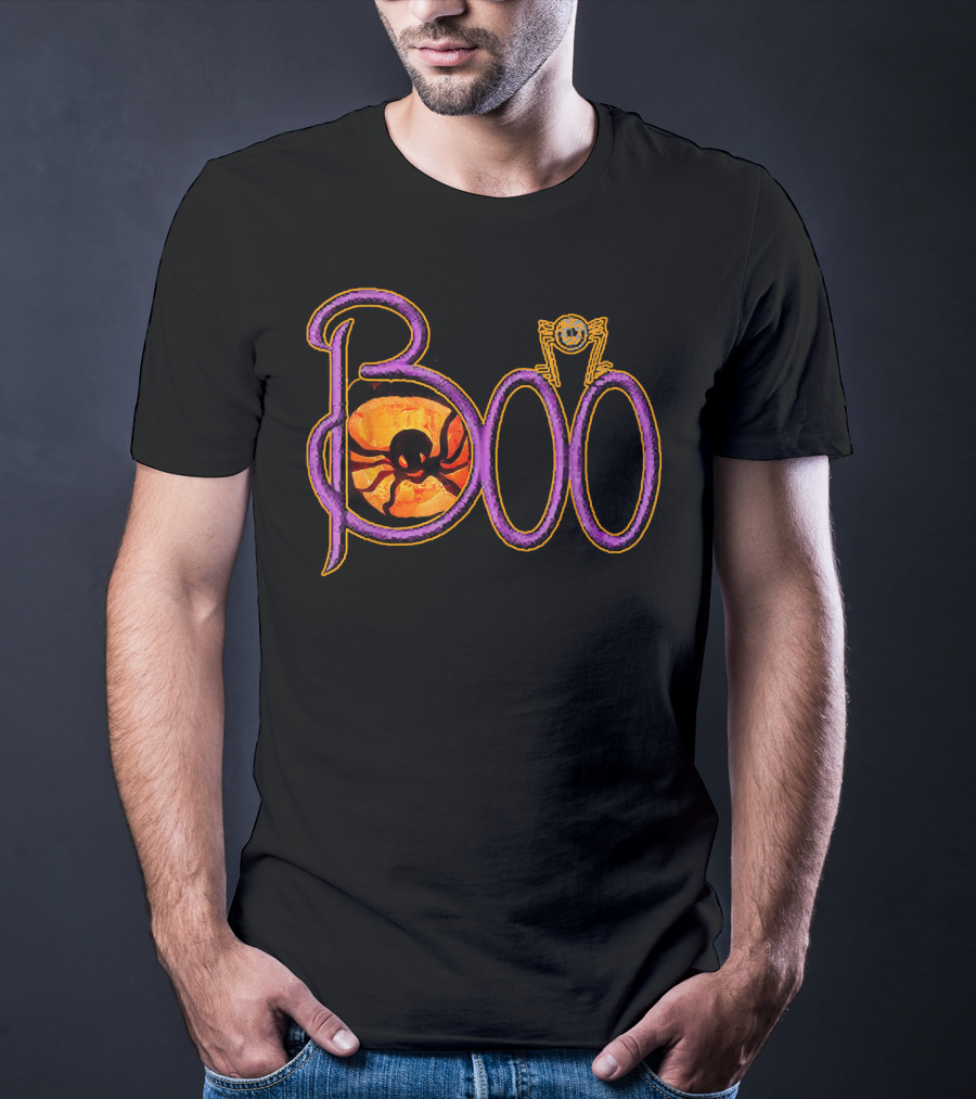 Purple Spider Halloween Boo Pumpkin Jack O Lantern Cut T-Shirt