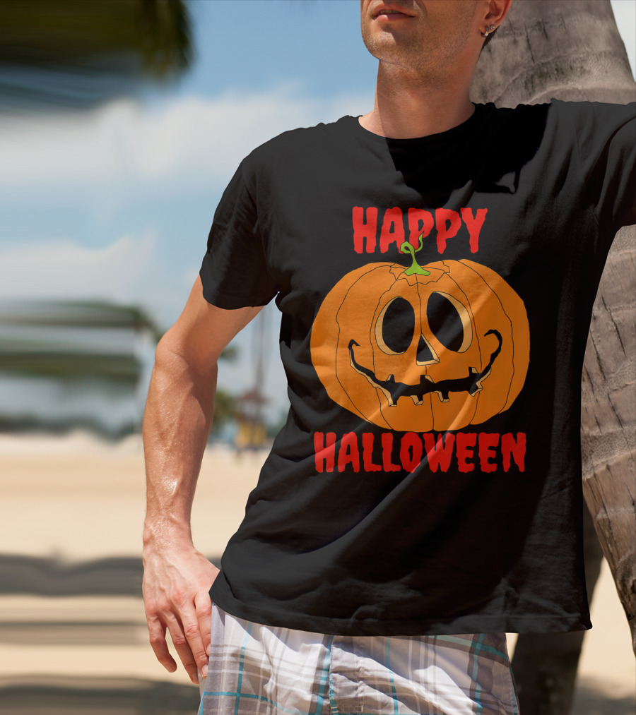 Happy Halloween Big Orange Jack O Lantern Pumpkin T-Shirt