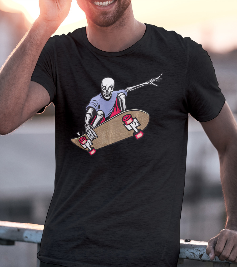Skeleton Skateboarding Halloween Trick Airtime T-Shirt