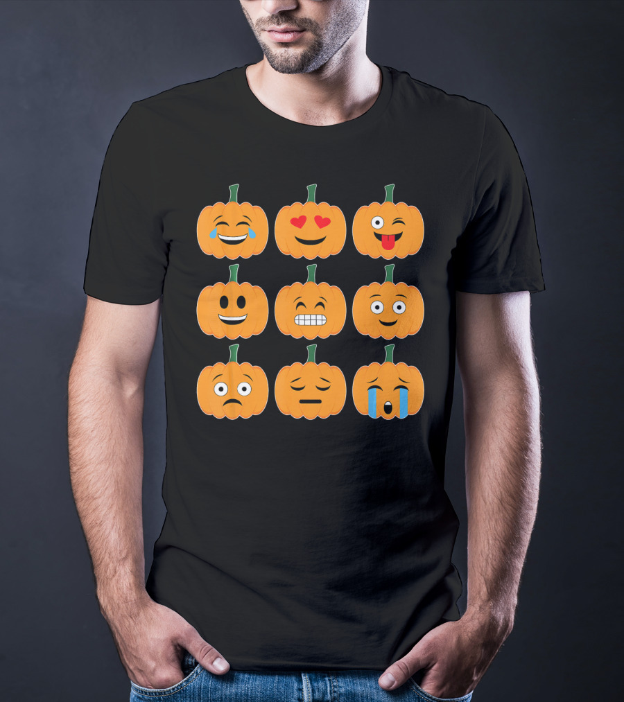Pumpkin Emoji Collection Pumpkins Emotic Faces Halloween T-Shirt