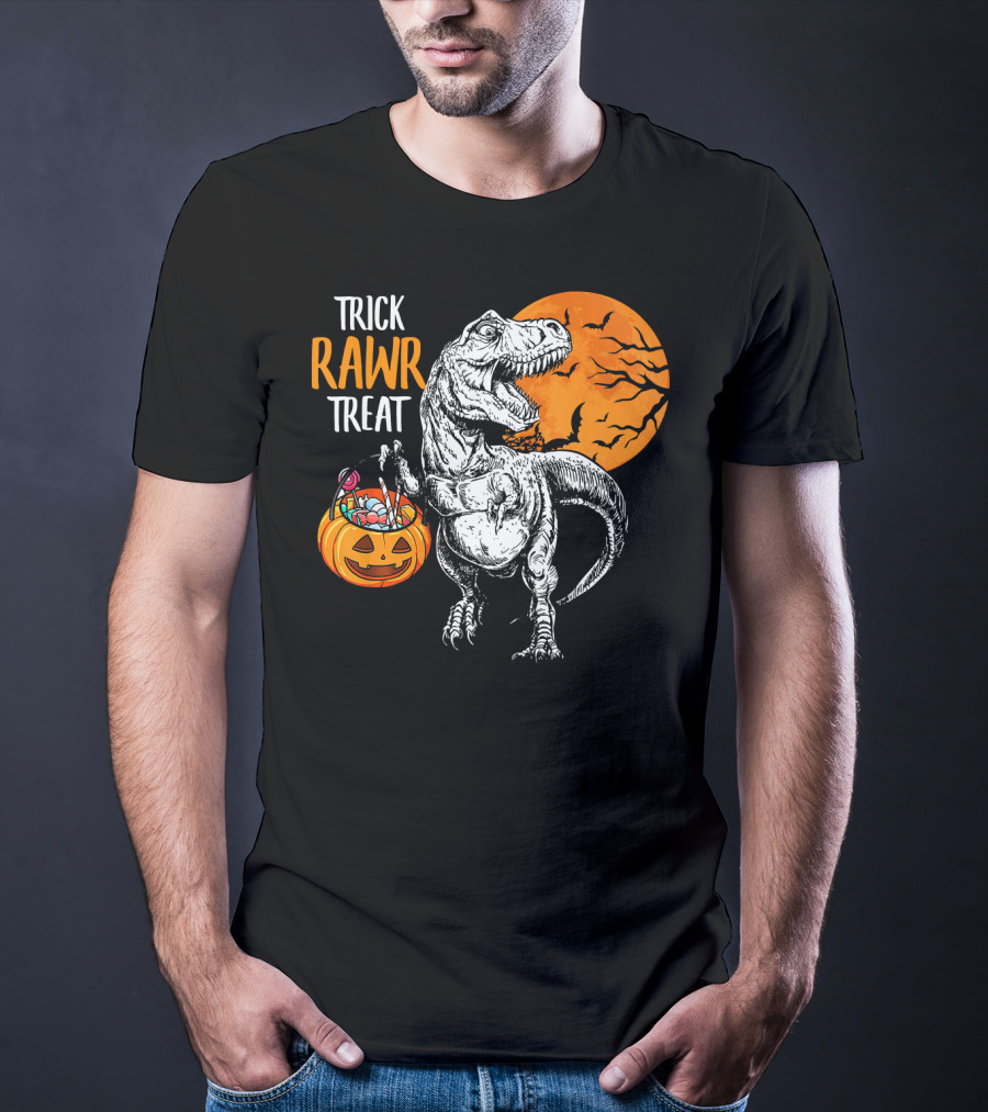 Trick Rawr Treat Dinosaur Rex Pumpkin Moon T-Shirt