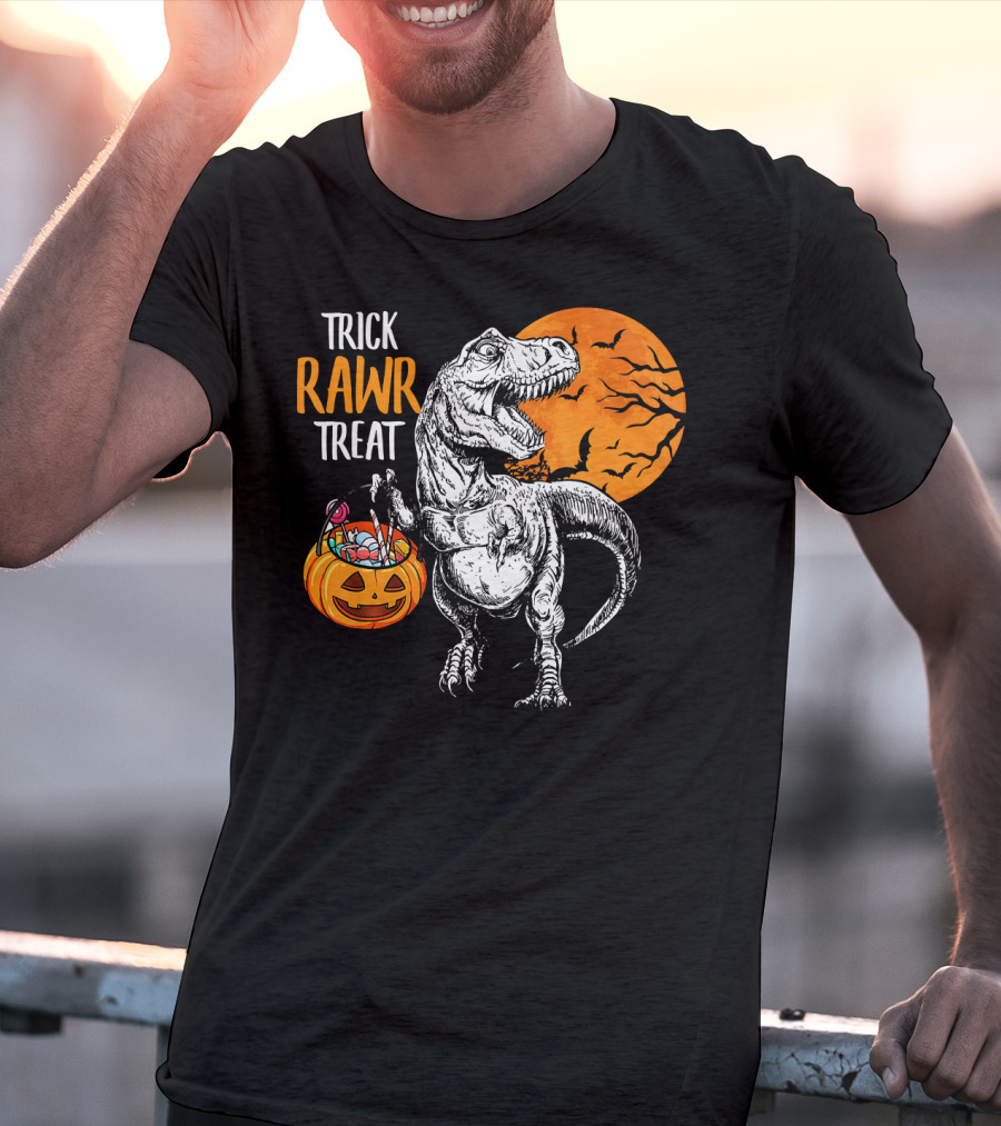 Trick Rawr Treat Dinosaur Rex Pumpkin Moon T-Shirt