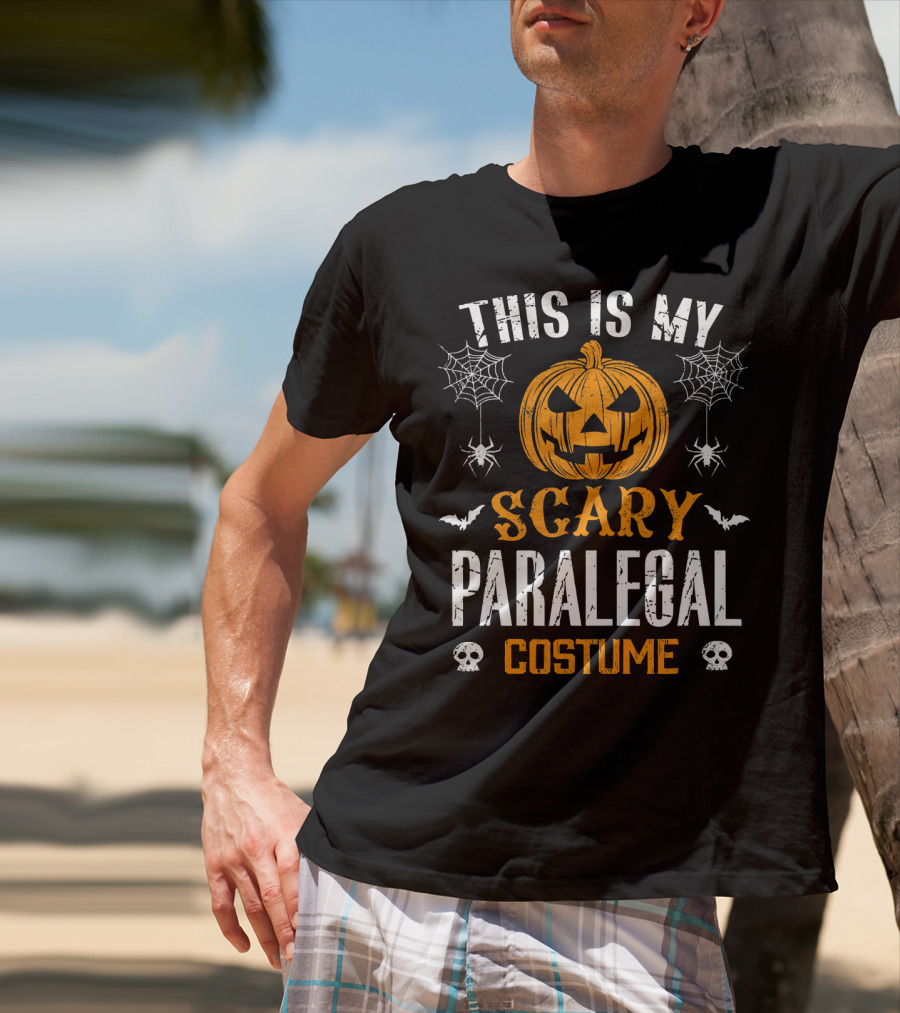 This Is My Scary Paralegal Costume Halloween Pumpkin Spiders Bats Skulls T-Shirt