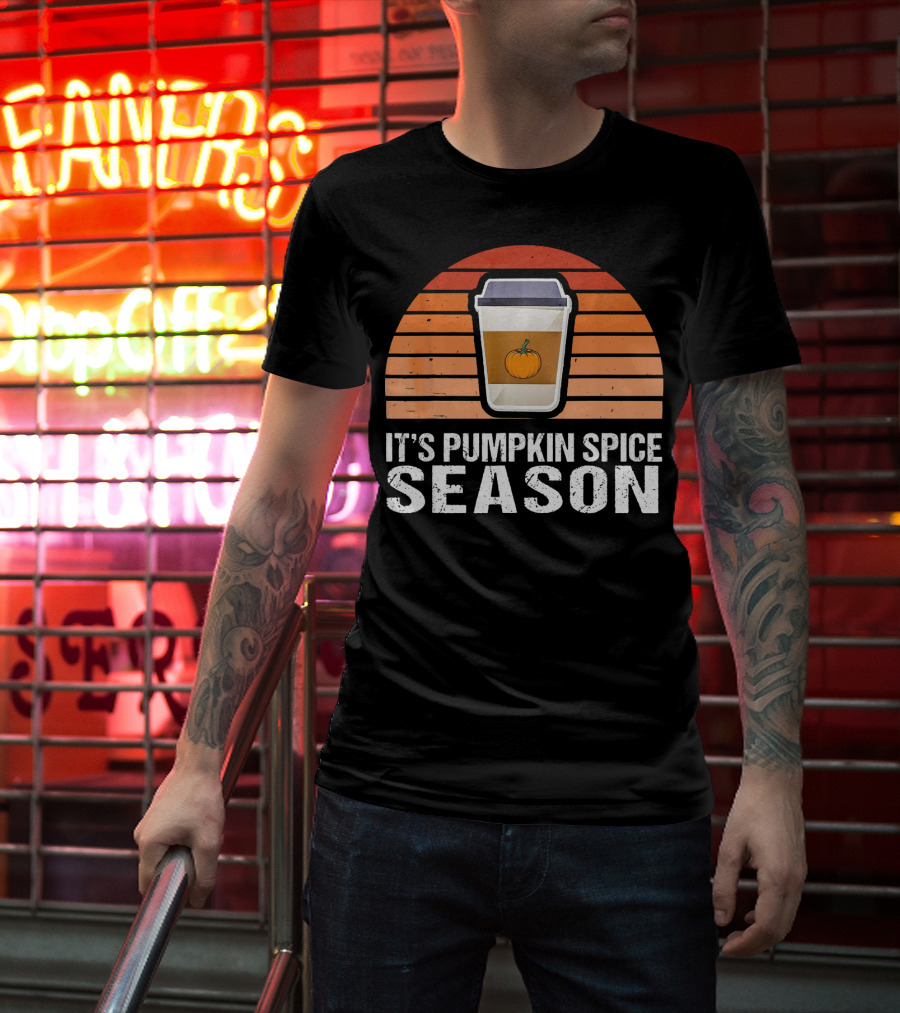 It's Pumpkin Spice Season Vintage Sunset Coffee Cup T-Shirt