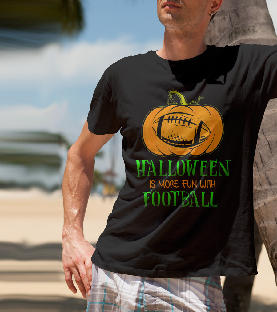Halloween Is More Fun With Football Pumpkin T-Shirt