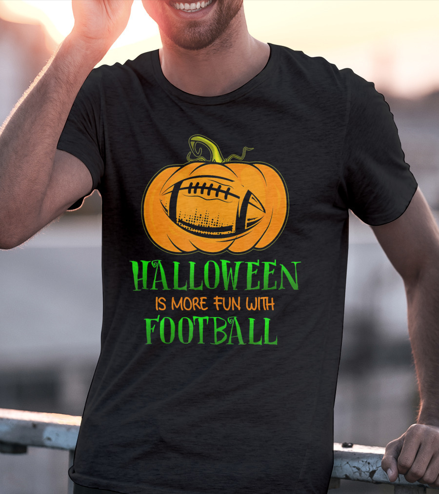 Halloween Is More Fun With Football Pumpkin T-Shirt