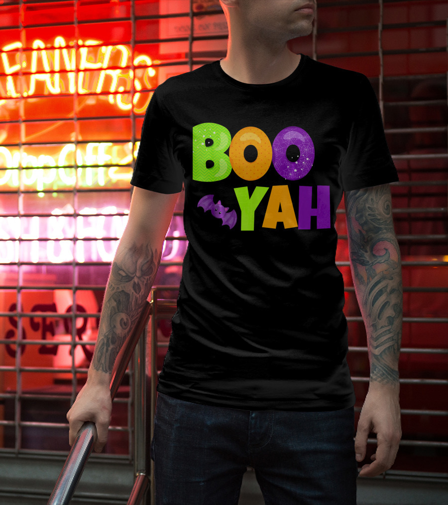 Boo Yah Halloween Bat Spooky Colors T-Shirt