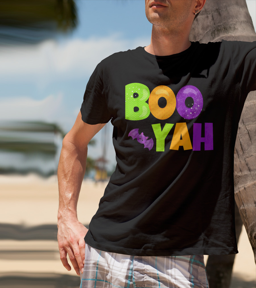 Boo Yah Halloween Bat Spooky Colors T-Shirt