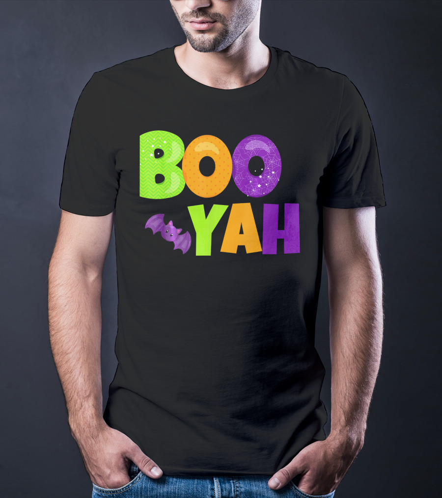 Boo Yah Halloween Bat Spooky Colors T-Shirt