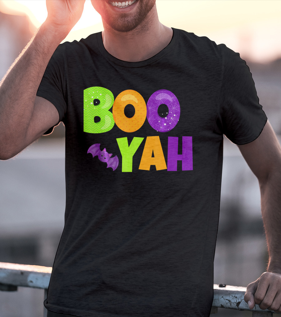 Boo Yah Halloween Bat Spooky Colors T-Shirt