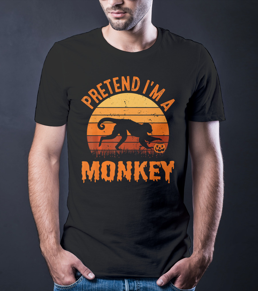 Pretend I’m A Monkey Halloween Sunset T-Shirt