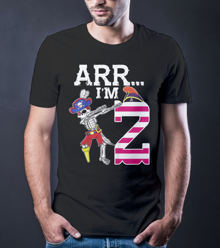 ARR Im 2 Pirate Skeleton Dab 2nd Birthday Party Kids T-Shirt