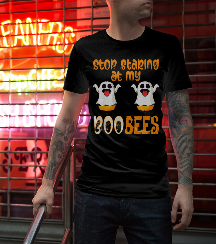 Stop Staring At My Boo Bees Ghosts With Pumpkins T-Shirt