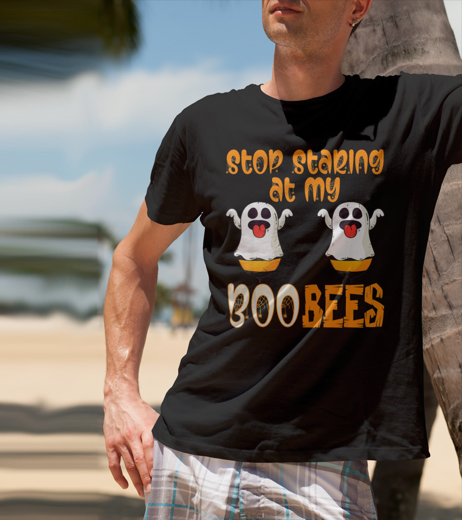 Stop Staring At My Boo Bees Ghosts With Pumpkins T-Shirt