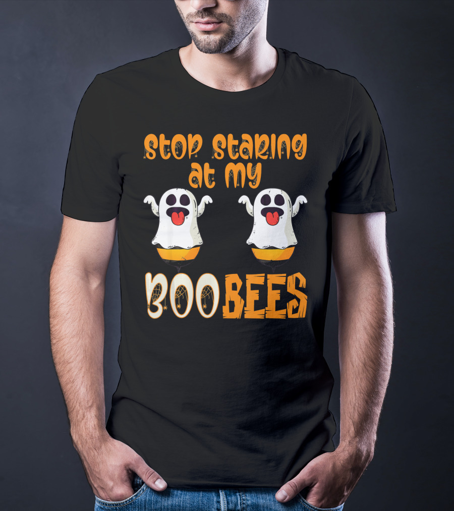 Stop Staring At My Boo Bees Ghosts With Pumpkins T-Shirt