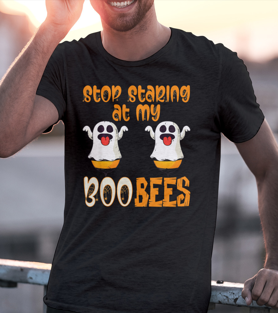 Stop Staring At My Boo Bees Ghosts With Pumpkins T-Shirt