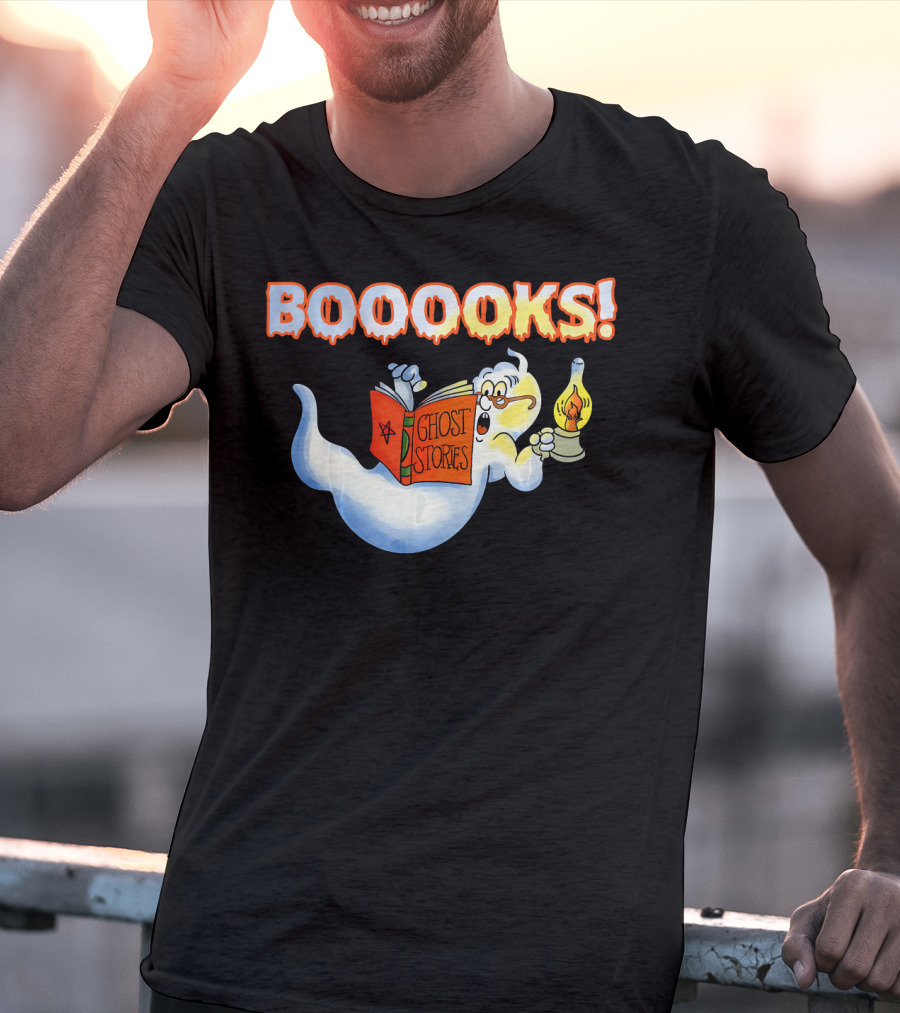 Halloween Ghost Booooks Ghost Stories Lamp Book Lover T-Shirt