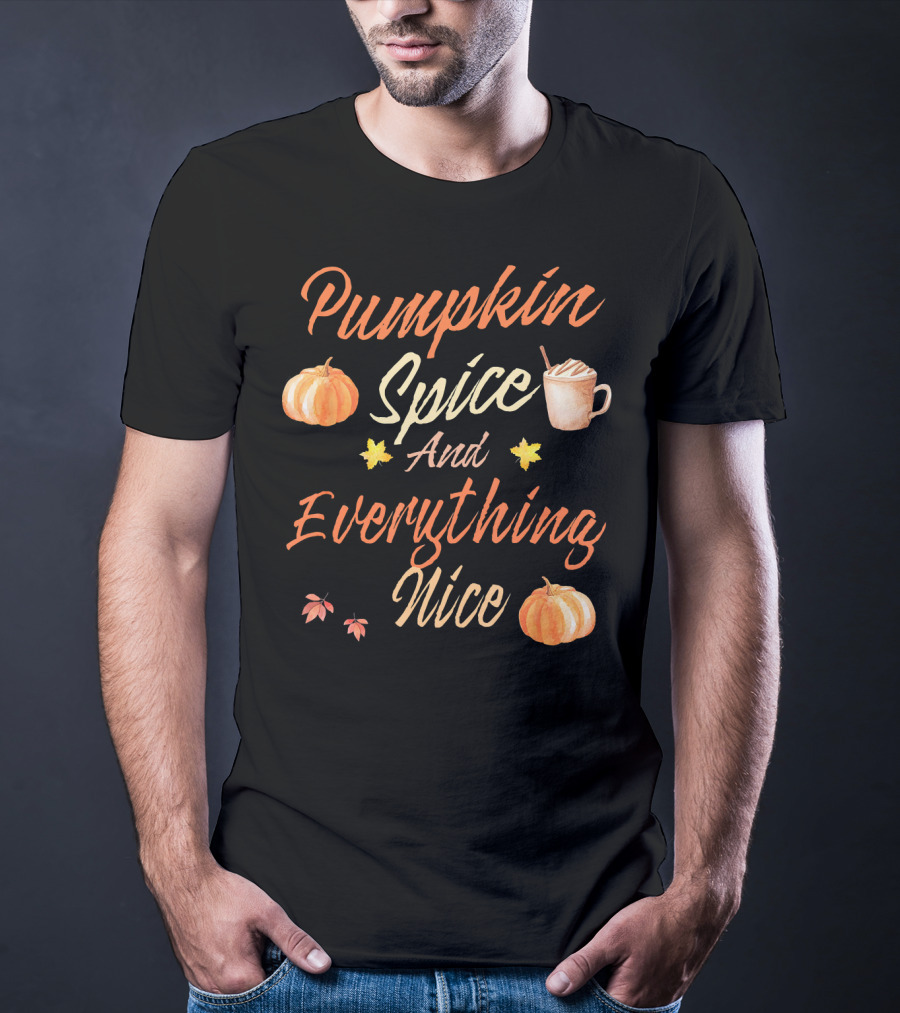Pumpkin Spice And Everything Nice Autumn Pumpkins Leaves Coffee Cup T-Shirt