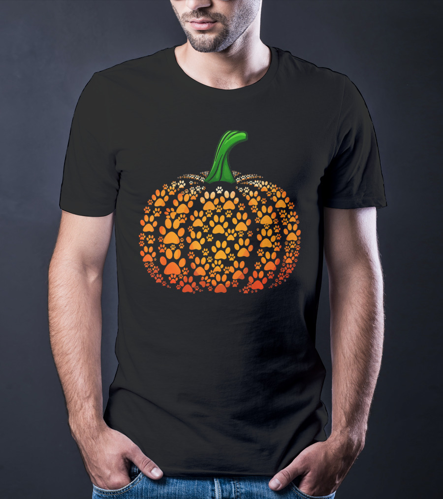 Funny Pumpkin Paw Halloween Dog Cat Cost T-Shirt