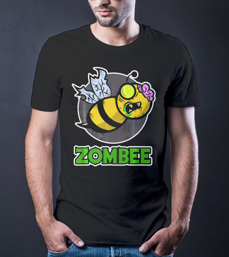 Zombee Halloween Bee With Brain And Wings T-Shirt