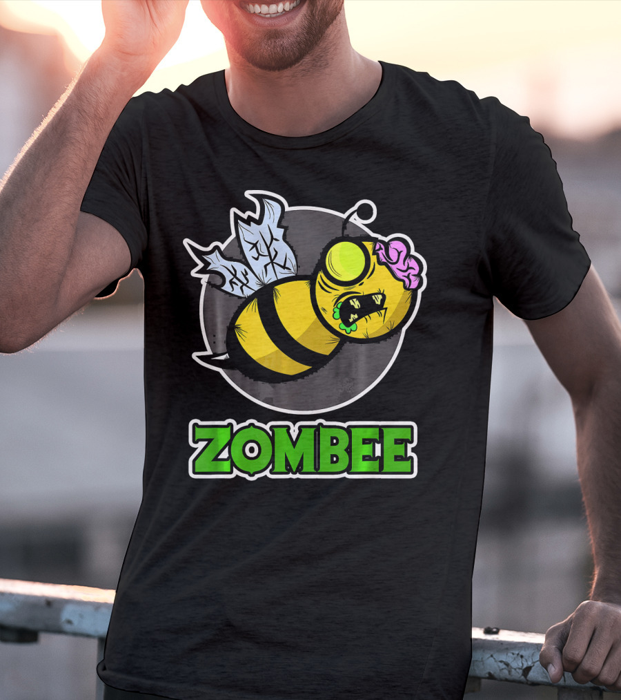 Zombee Halloween Bee With Brain And Wings T-Shirt