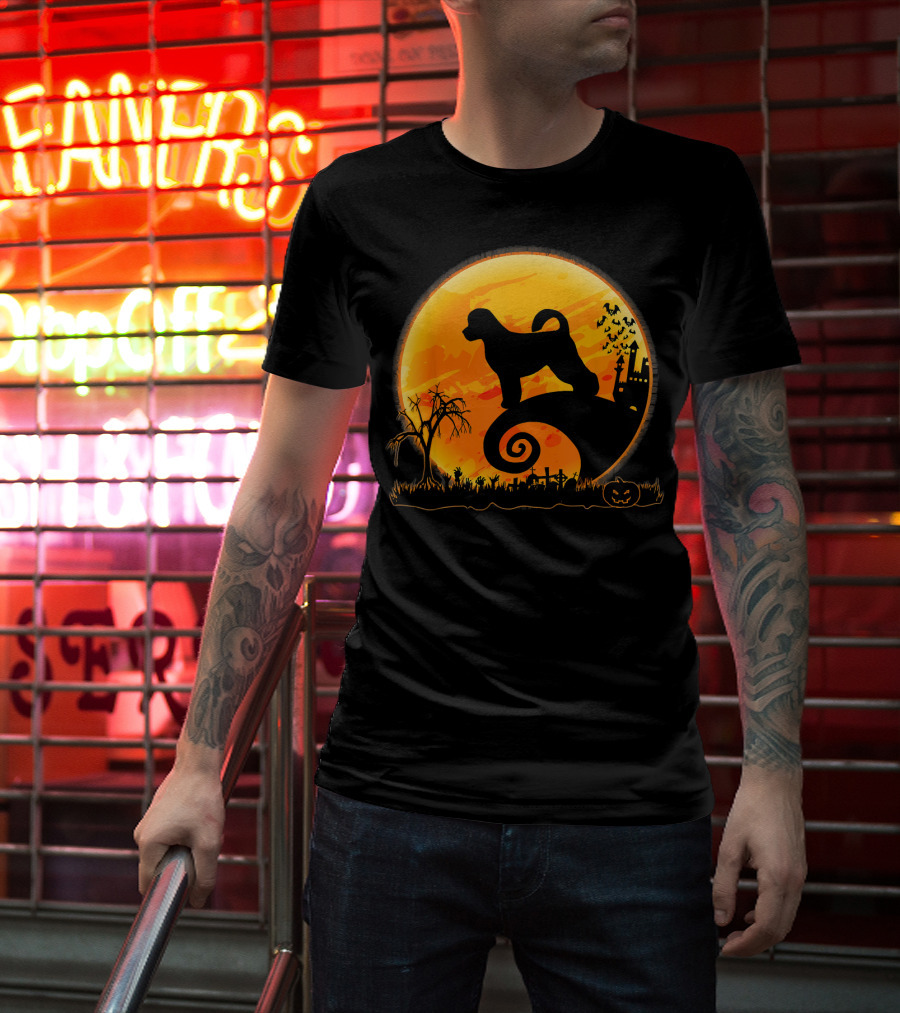 Portuguese Water Dog Moonlit Halloween Scene T-Shirt
