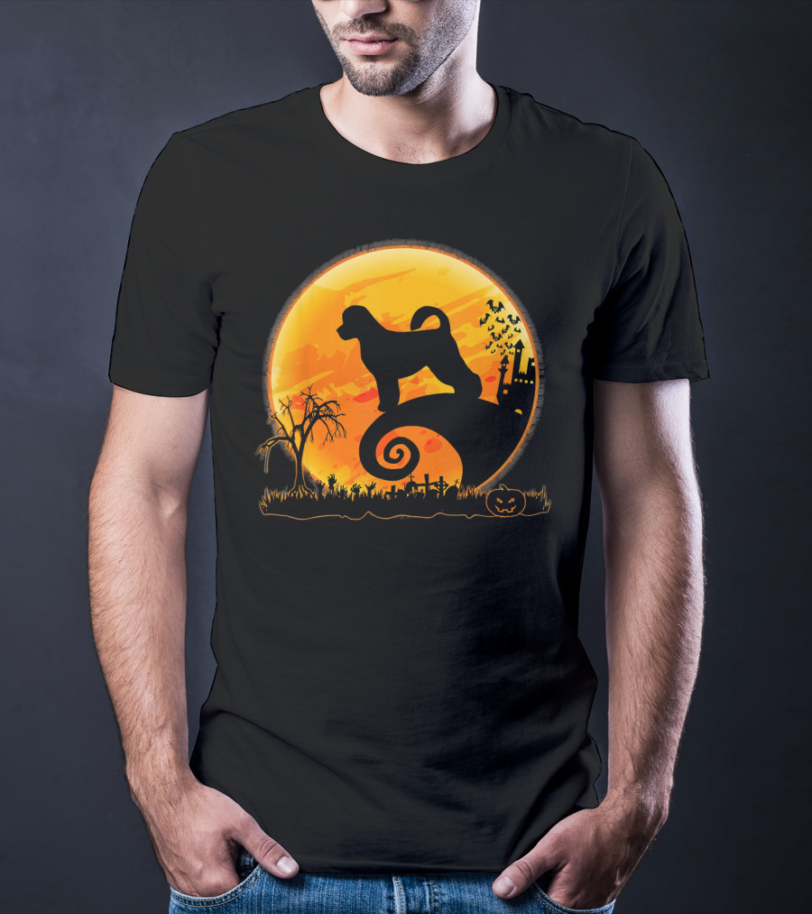 Portuguese Water Dog Moonlit Halloween Scene T-Shirt