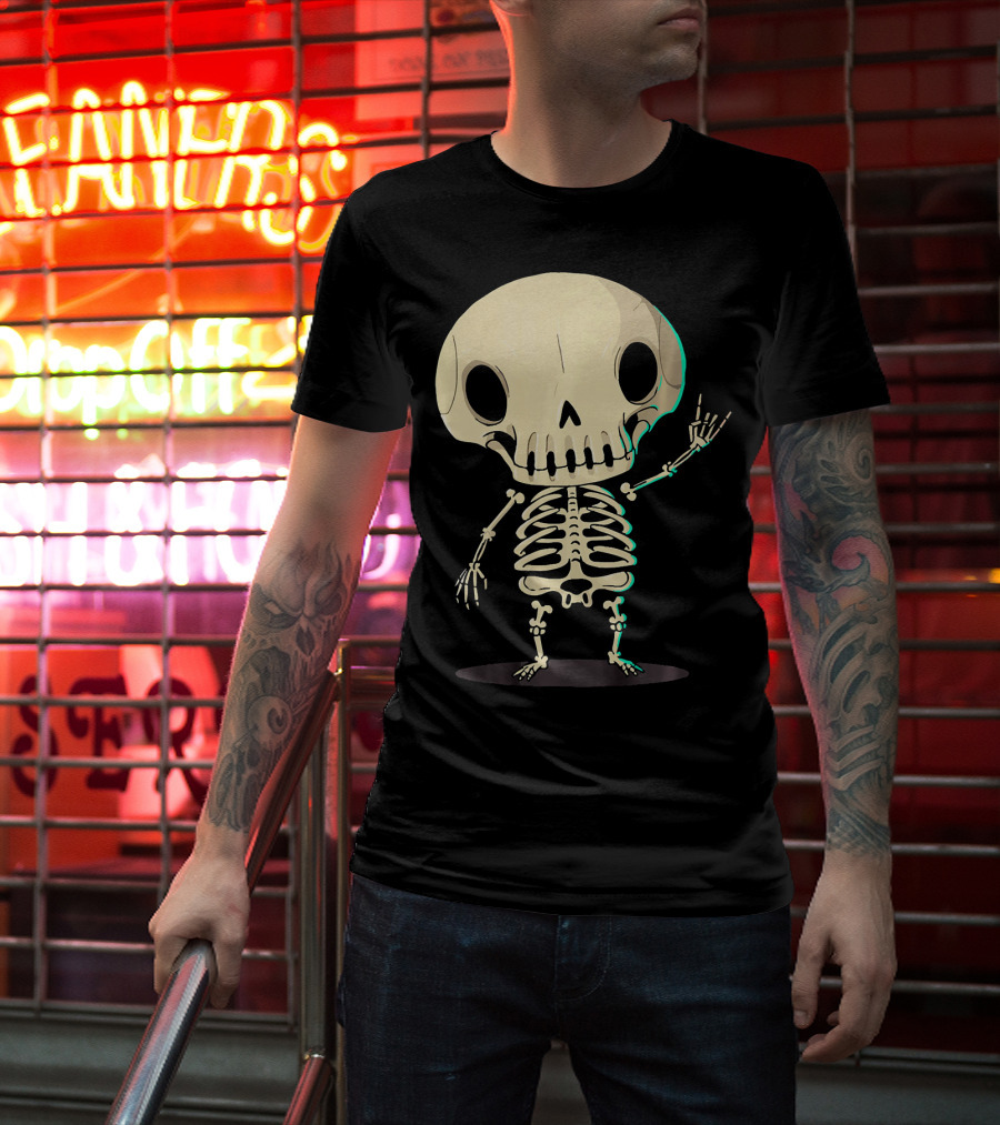 SKELETON Halloween Costume Rib Cute Skull Bones T-Shirt
