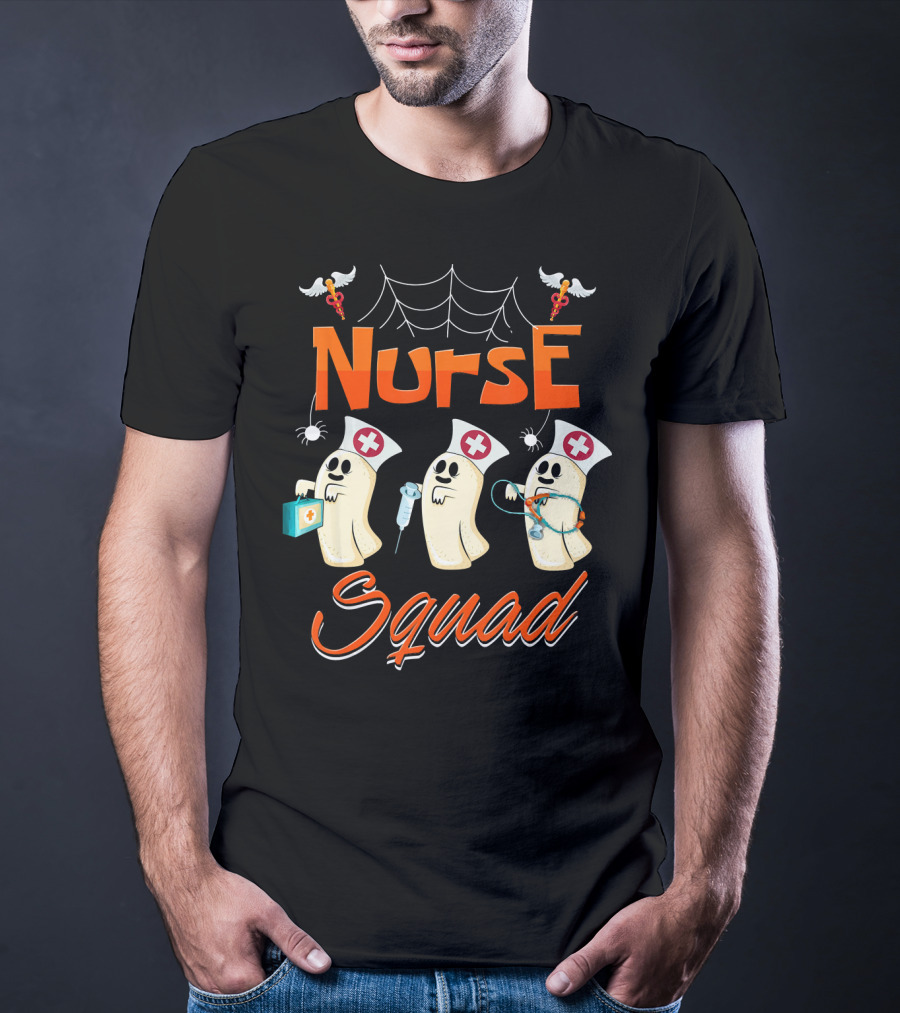 Nurse Squad Spooky Ghosts Halloween Nurse Team T-Shirt