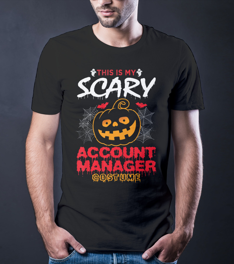 This Is My Scary Account Manager Costume With Jack-O'-Lantern Ghosts And Spiderwebs T-Shirt