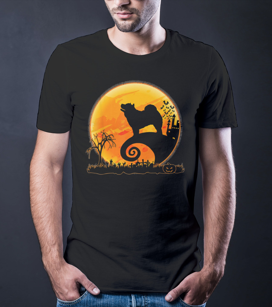 Chow Chow Dog Halloween Moon Silhouette Jack-O'-Lantern T-Shirt