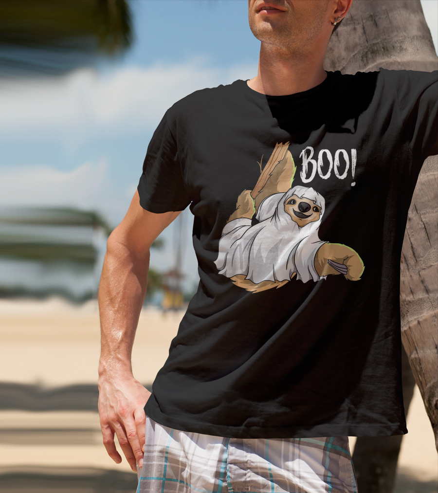 Boo Hanging Sloth Ghost Costume Funny Sloth T-Shirt
