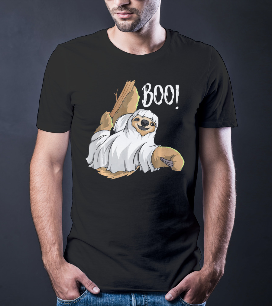 Boo Hanging Sloth Ghost Costume Funny Sloth T-Shirt