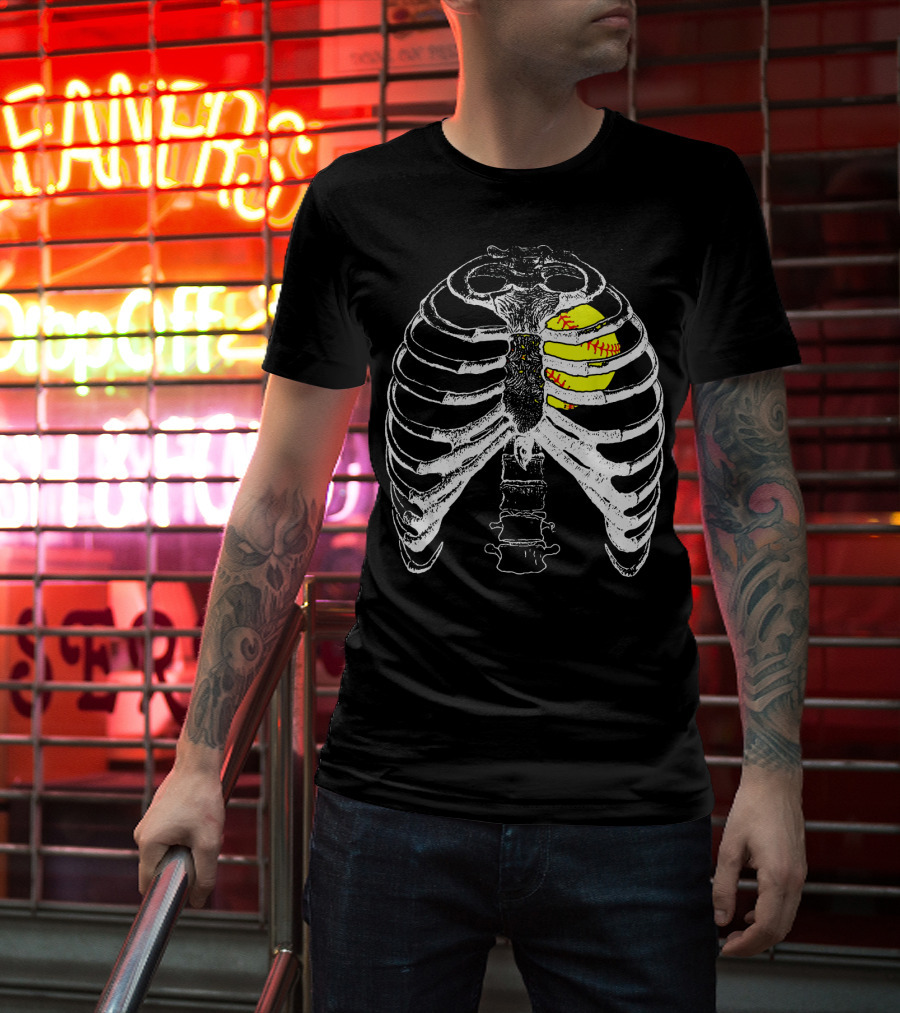 Ribcage Softball Heart Anatomy T-Shirt