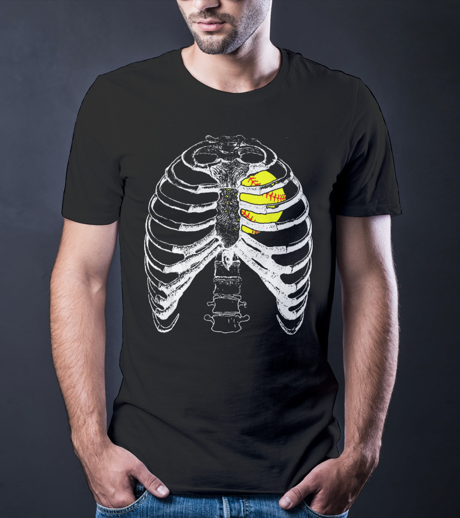 Ribcage Softball Heart Anatomy T-Shirt