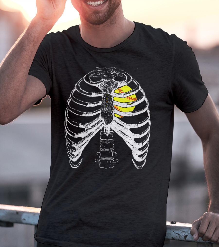 Ribcage Softball Heart Anatomy T-Shirt