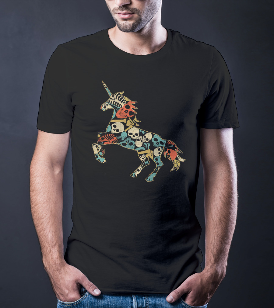 Zombie Unicorn Skull Colorful Halloween T-Shirt