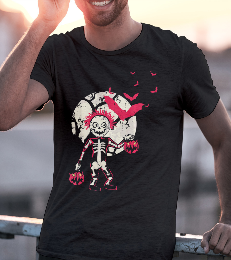 Zombie Skeleton Moon Bats Pumpkin Cool T-Shirt