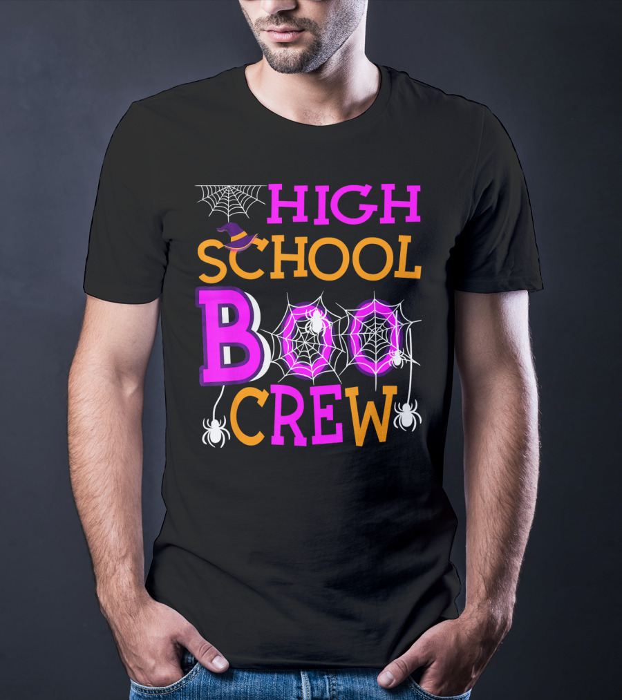 High School Boo Crew Spider Web Halloween Teacher T-Shirt