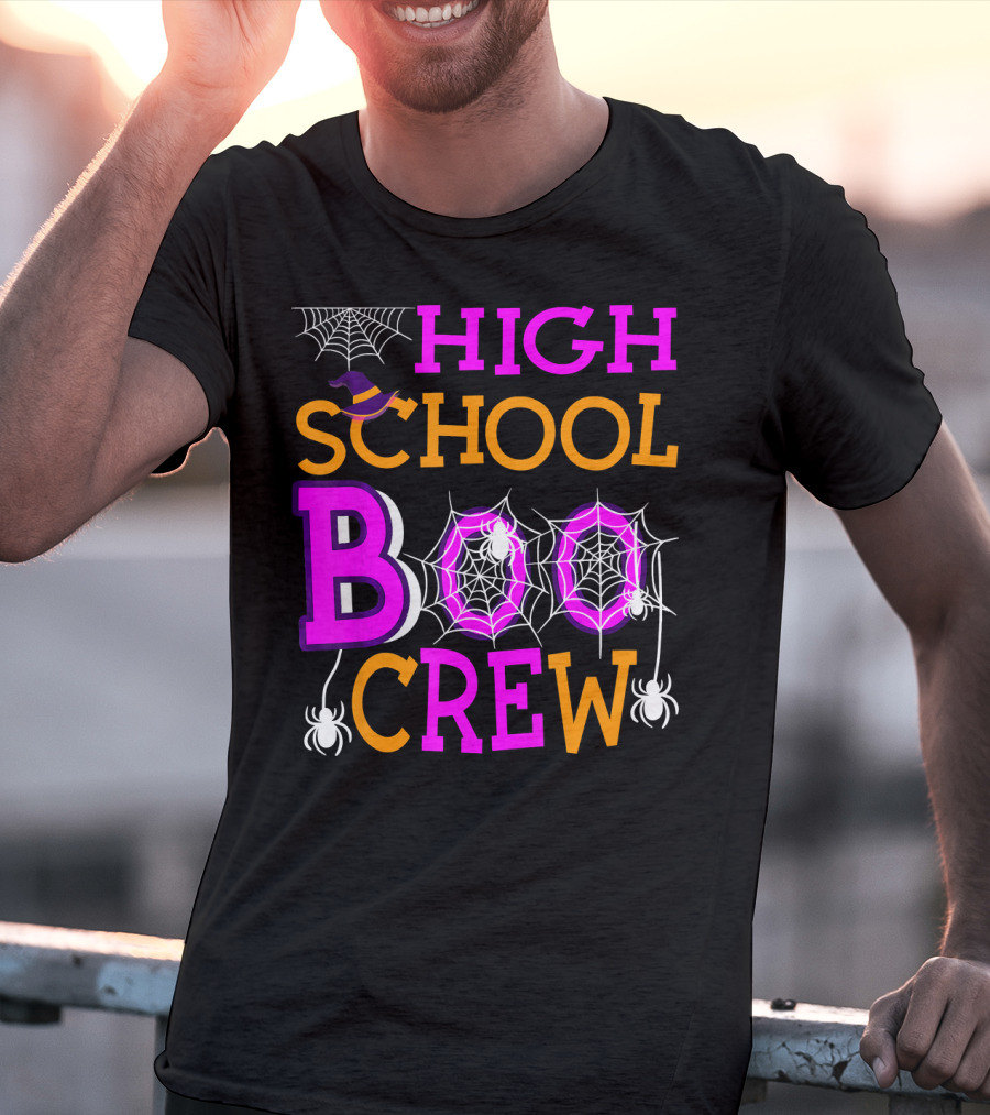 High School Boo Crew Spider Web Halloween Teacher T-Shirt