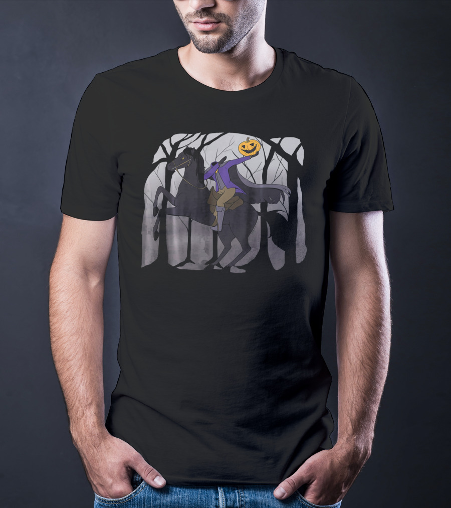 Dabbing Headless Horseman Halloween Pumpkin Jack-O-Lantern Rider T-Shirt