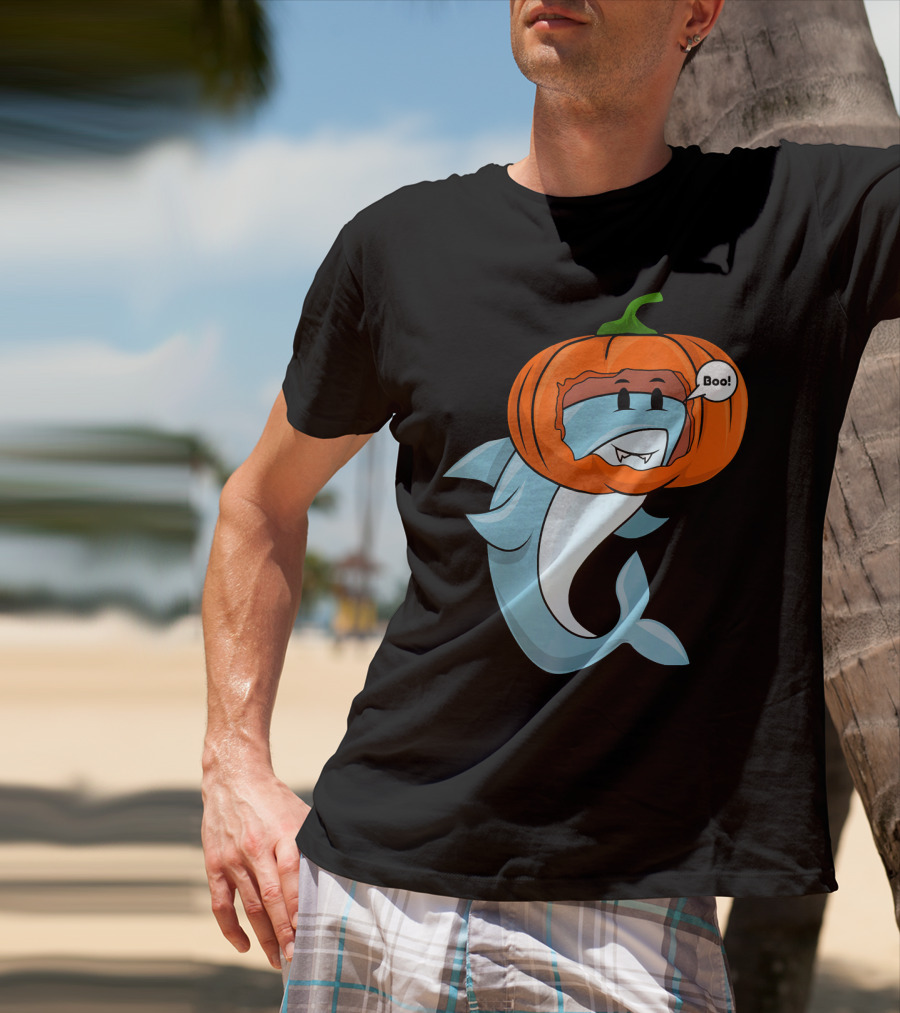 Halloween Boo Pumpkin Shark T-Shirt