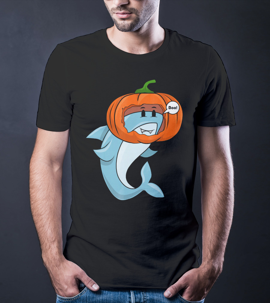 Halloween Boo Pumpkin Shark T-Shirt