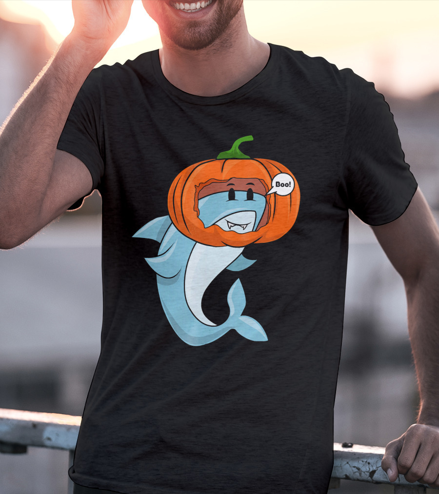 Halloween Boo Pumpkin Shark T-Shirt