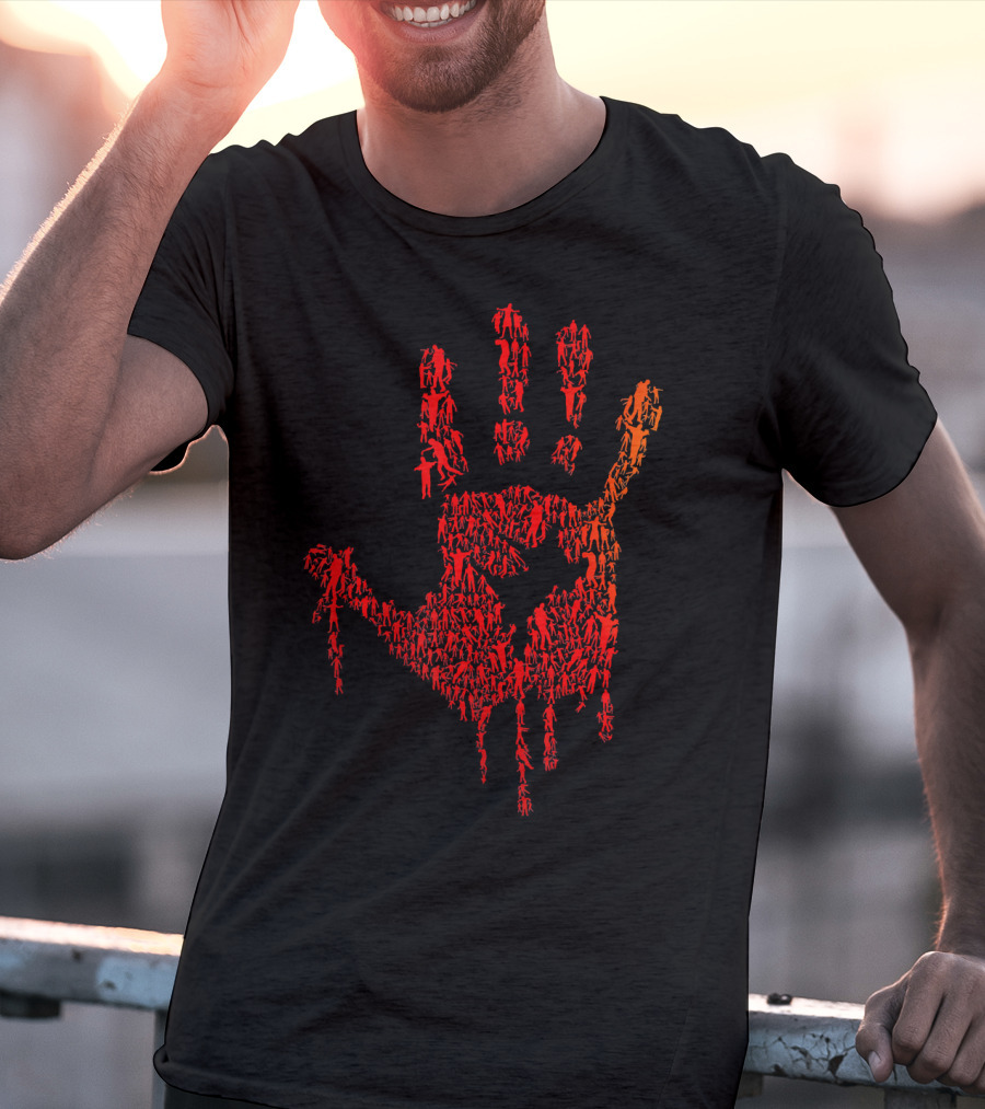 Horror Zombie Handprint Blood Red Palm T-Shirt
