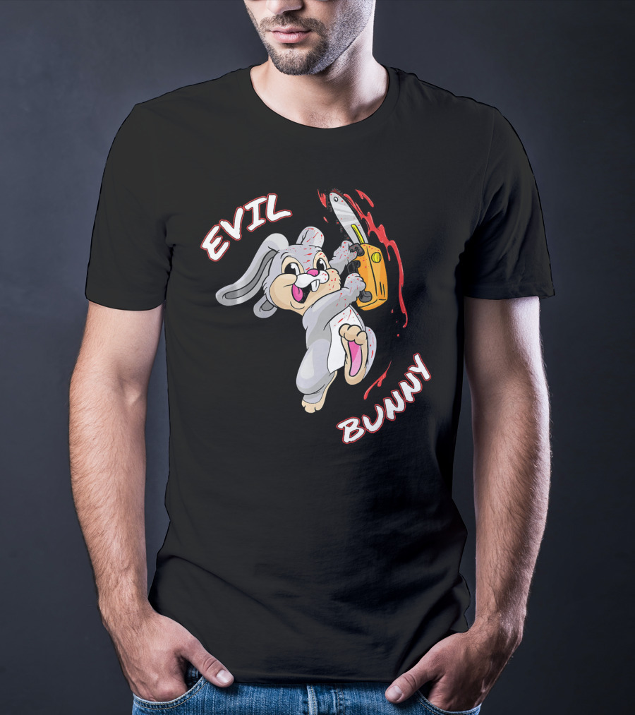 Evil Bunny Halloween Funny Bad Rab Chainsaw T-Shirt