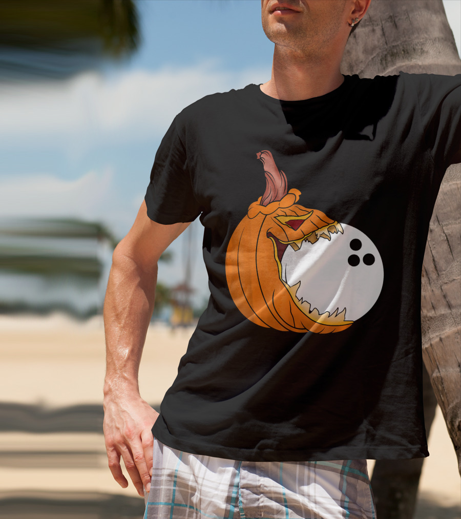 Pumpkin Carving Eating Bowling Ball Halloween Fun T-Shirt