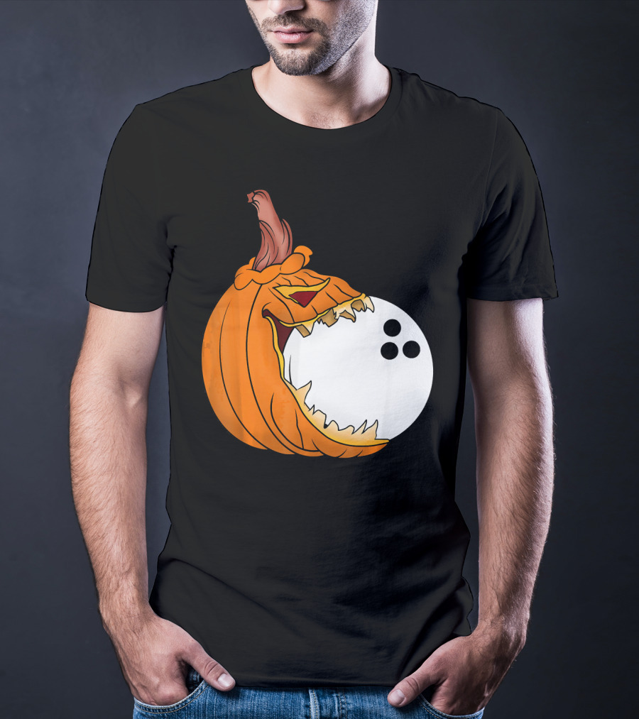 Pumpkin Carving Eating Bowling Ball Halloween Fun T-Shirt